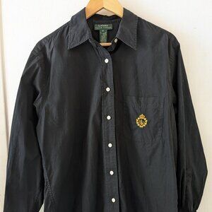 Ralph Lauren Black Crest Button Down Shirt - Vintage